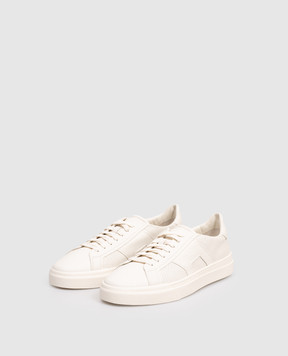 Santoni White leather sneakers with perforations MBGT22068PNNTIFR