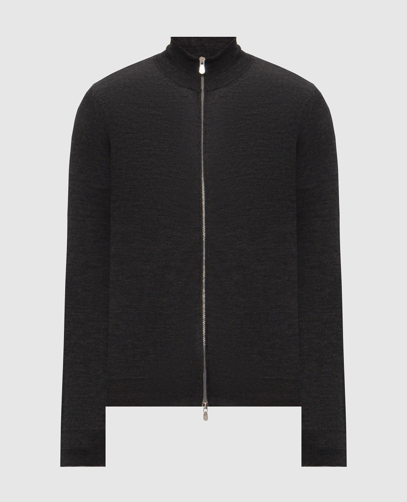 Dark gray wool and cashmere cardigan