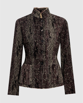 Masnada Khaki jacket with printed wool 7916