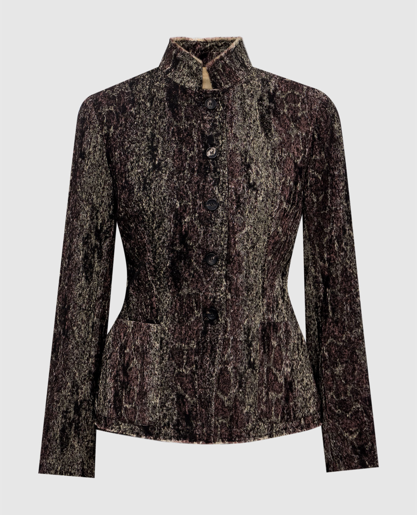 

Khaki jacket with printed wool Masnada