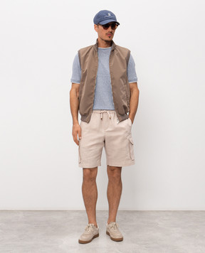 Brunello Cucinelli Blue melange linen T-shirt MW8357427
