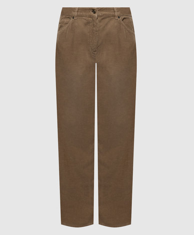 Pantalon en velours côtelé beige Dinni