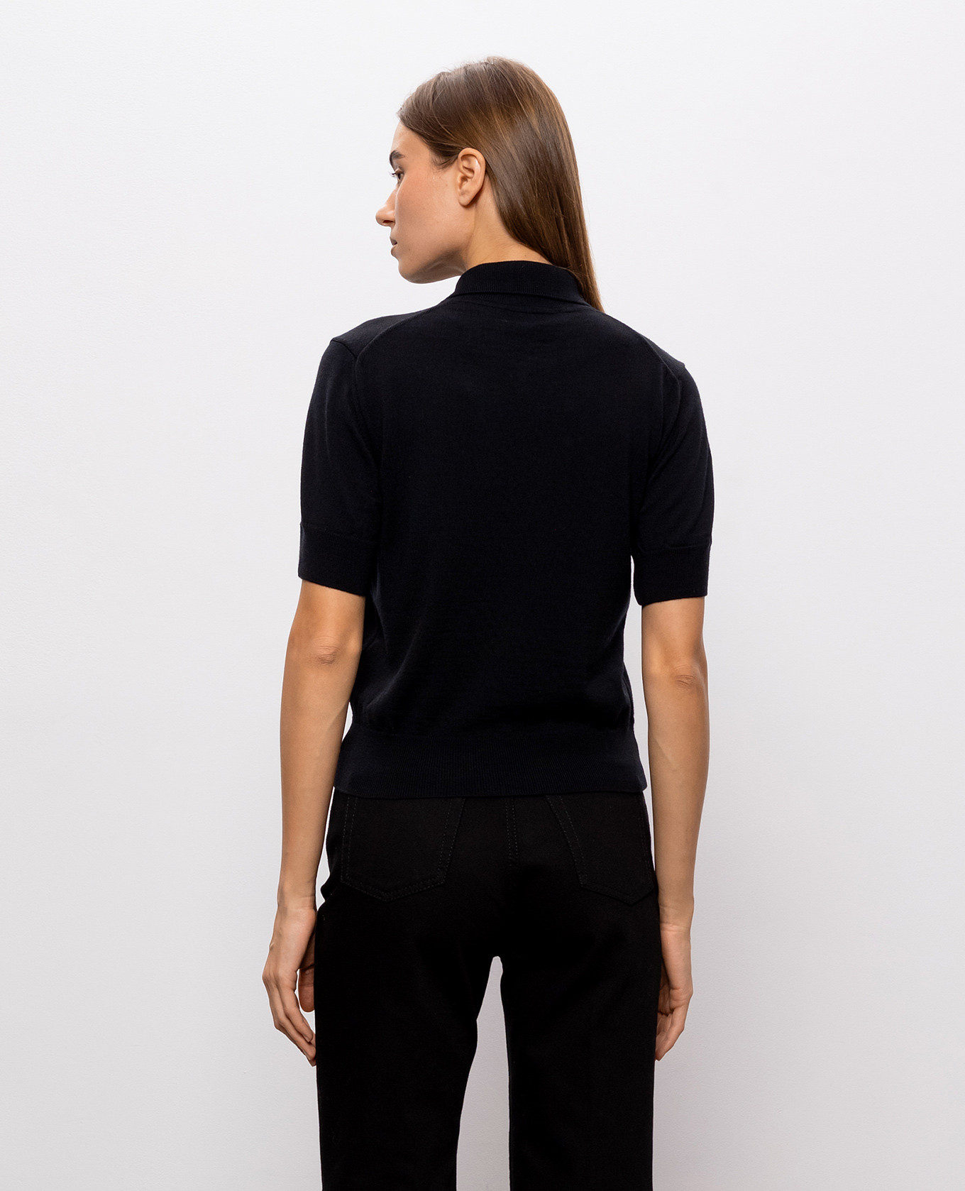 Black merino wool polo shirt Ami Paris 3