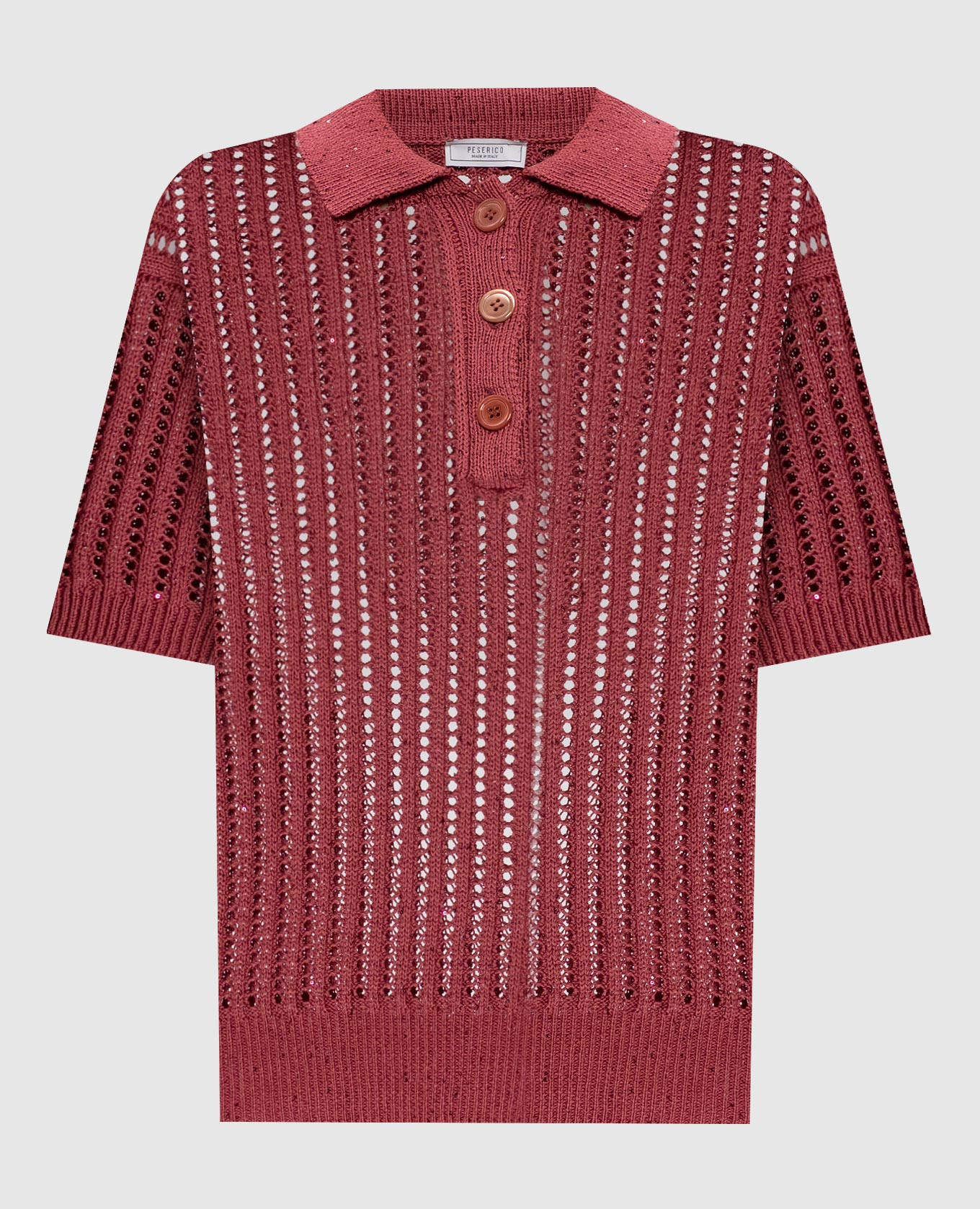

Burgundy openwork polo with sequins Peserico