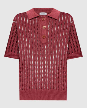 Peserico Burgundy openwork polo with sequins A99081F0509110
