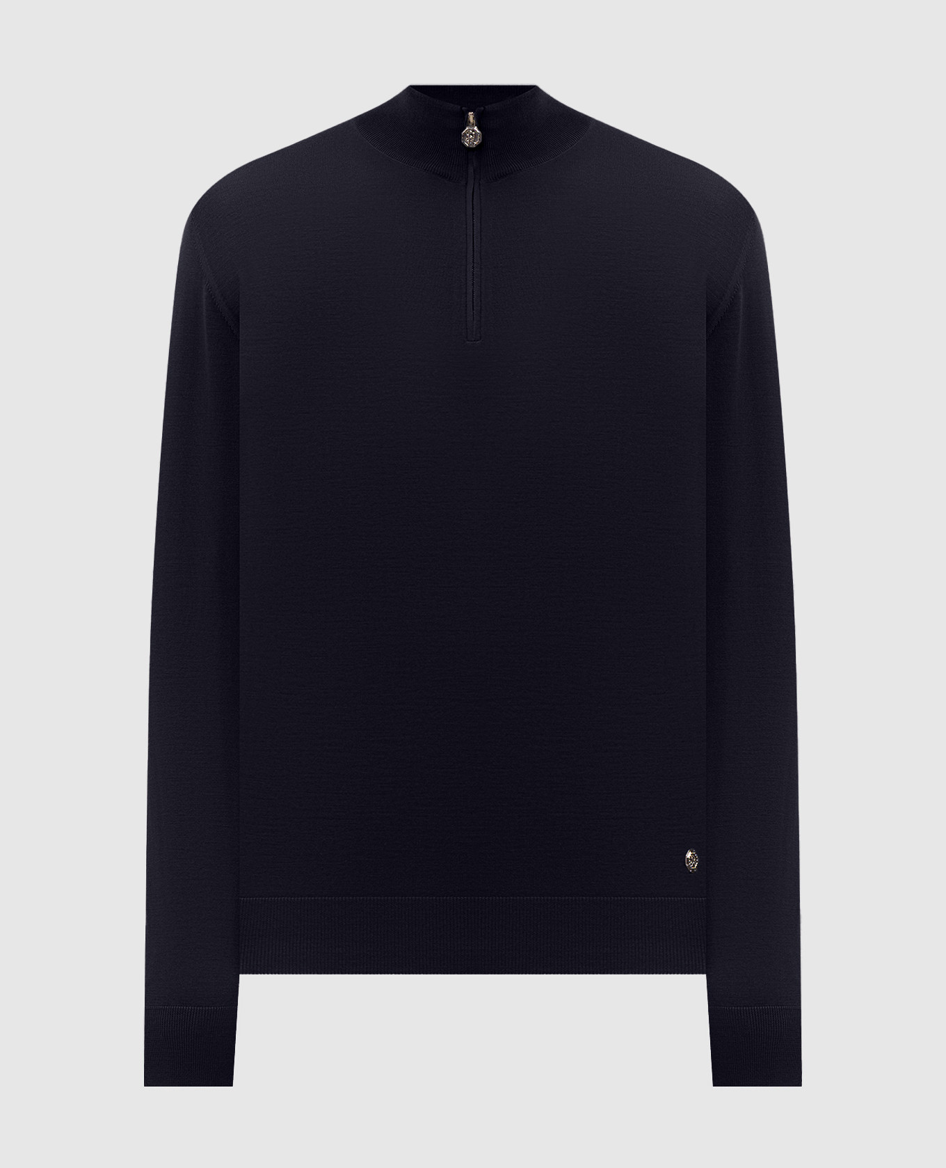 Blue wool jumper with zipper