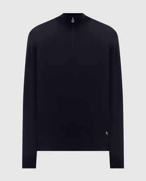 Stefano Ricci Blue wool jumper with zipper K303025L01F26345