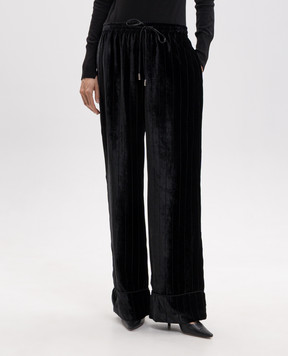 Ermanno Scervino Black velvet pants with silk D492P301XTC