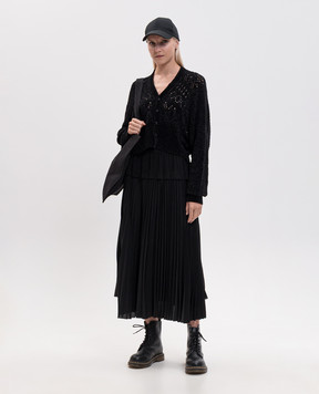 Y`S Yamamoto Black cardigan with openwork pattern YVK09683