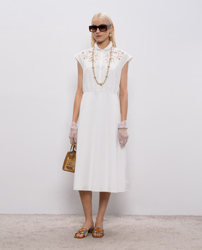 Valentino White midi dress with Richelieu embroidery 8B3VAJR59VN