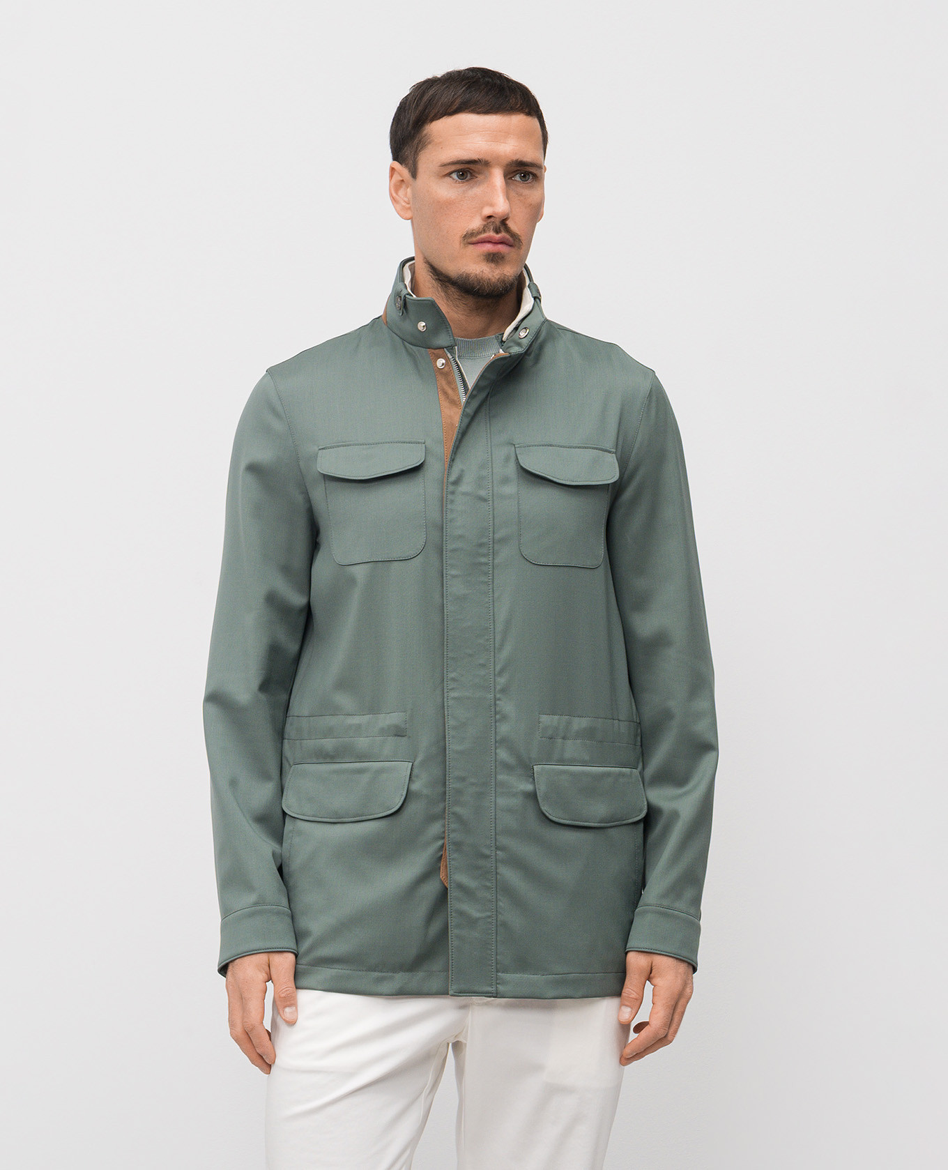Green wool jacket with logo Enrico Mandelli 3