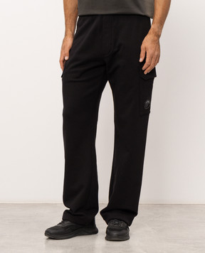 C.P. Company Black sweatpants with logo patch MSP030A005086W