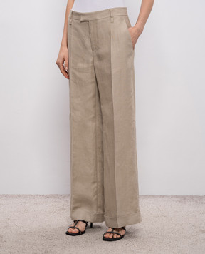 Brunello Cucinelli Beige linen trousers with lapels MH527P8492