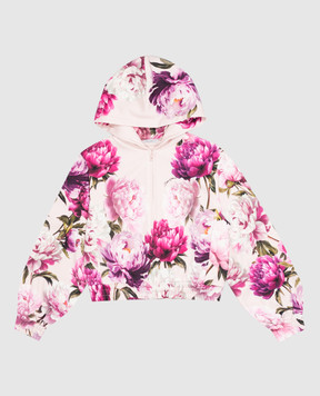Dolce&Gabbana Children's pink sports jacket with floral print L5JWDMG7QWQ36
