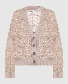 Peserico Beige openwork cardigan with alpaca wool A99217F03E9243