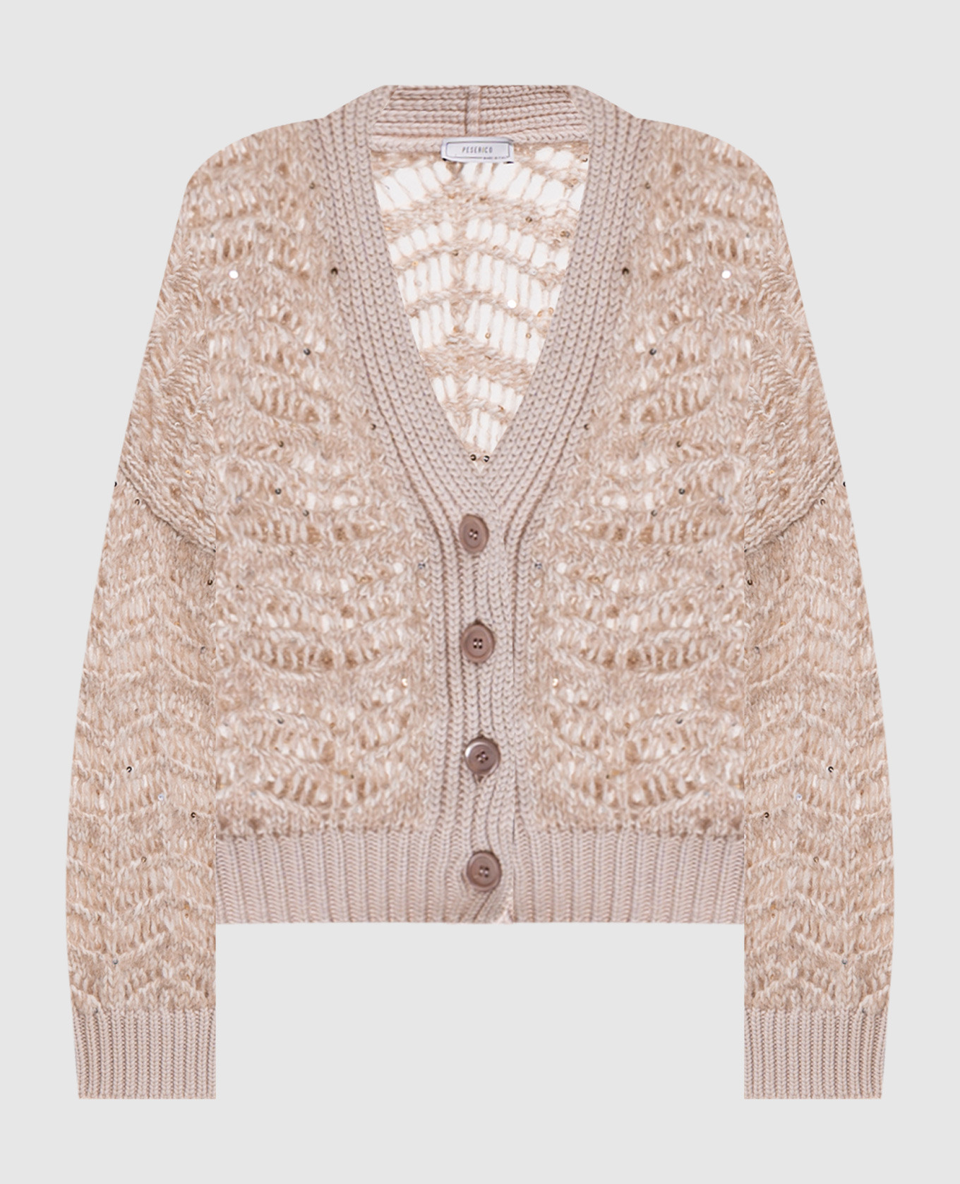 Beige openwork cardigan with alpaca wool