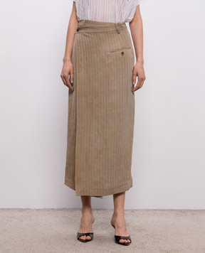 UMA WANG Beige Grace skirt with linen UW2006