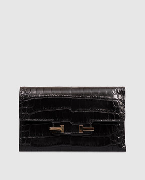 Tom Ford AUBE black leather wallet with crocodile embossed pattern S0532LCL607P