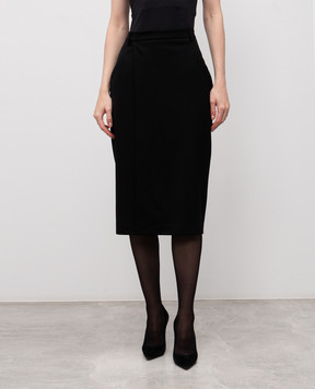 Jacob Lee Black wool skirt WWS2046AW25B