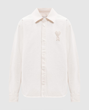 Ami Paris Ivory denim shirt with logo patch UJK897DE0126w
