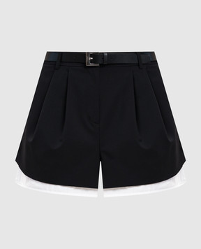 Juun.j Black wool shorts with belt JW6125W005