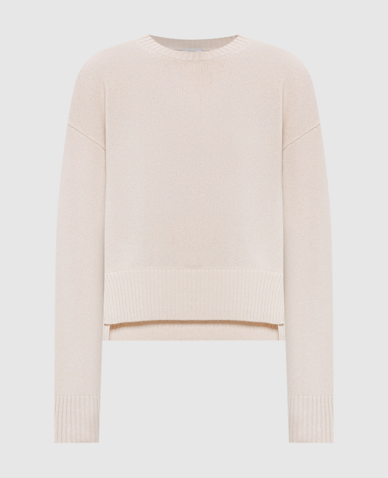 Beige wool, silk and cashmere sweater with monil chain