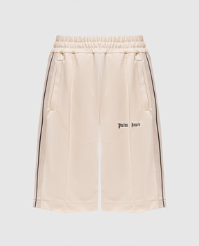 Palm Angels Beige shorts with logo embroidery PMCL009S26FAB001