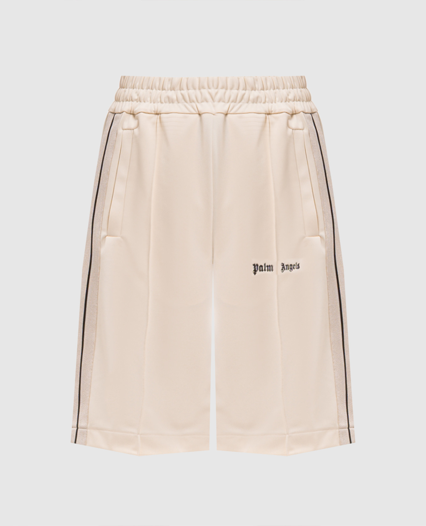 Beige shorts with logo embroidery