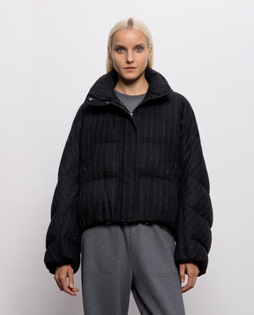Brunello Cucinelli Grey down jacket with striped wool MG5767484