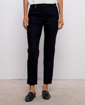 Peserico Navy wool and cashmere pants A0471803358