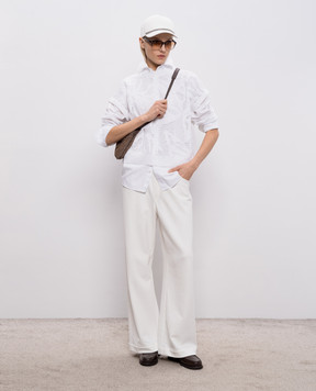 Brunello Cucinelli White openwork linen vest with sequins MDT771010