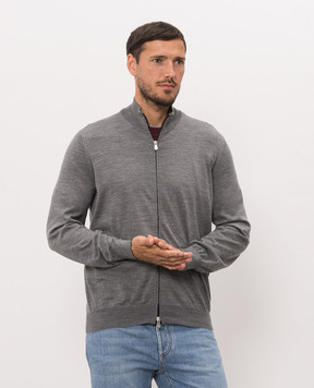 Brunello Cucinelli Grey wool and cashmere cardigan M2400106