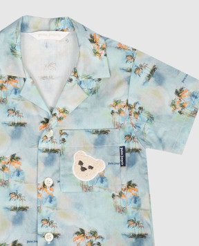 Palm Angels Children's blue printed shirt PBDX001S26FAB001