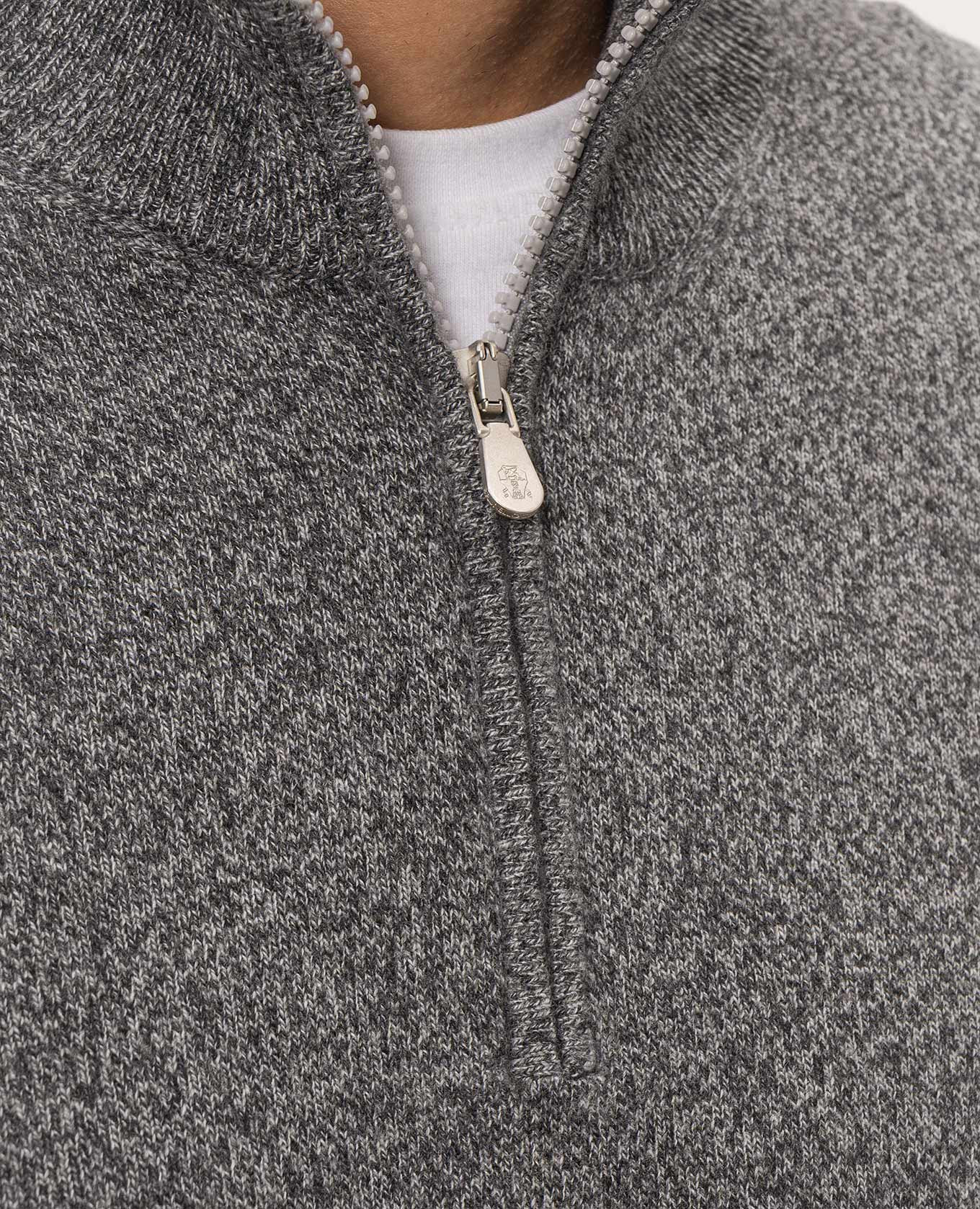 Gray cashmere jumper with zipper Brunello Cucinelli 5