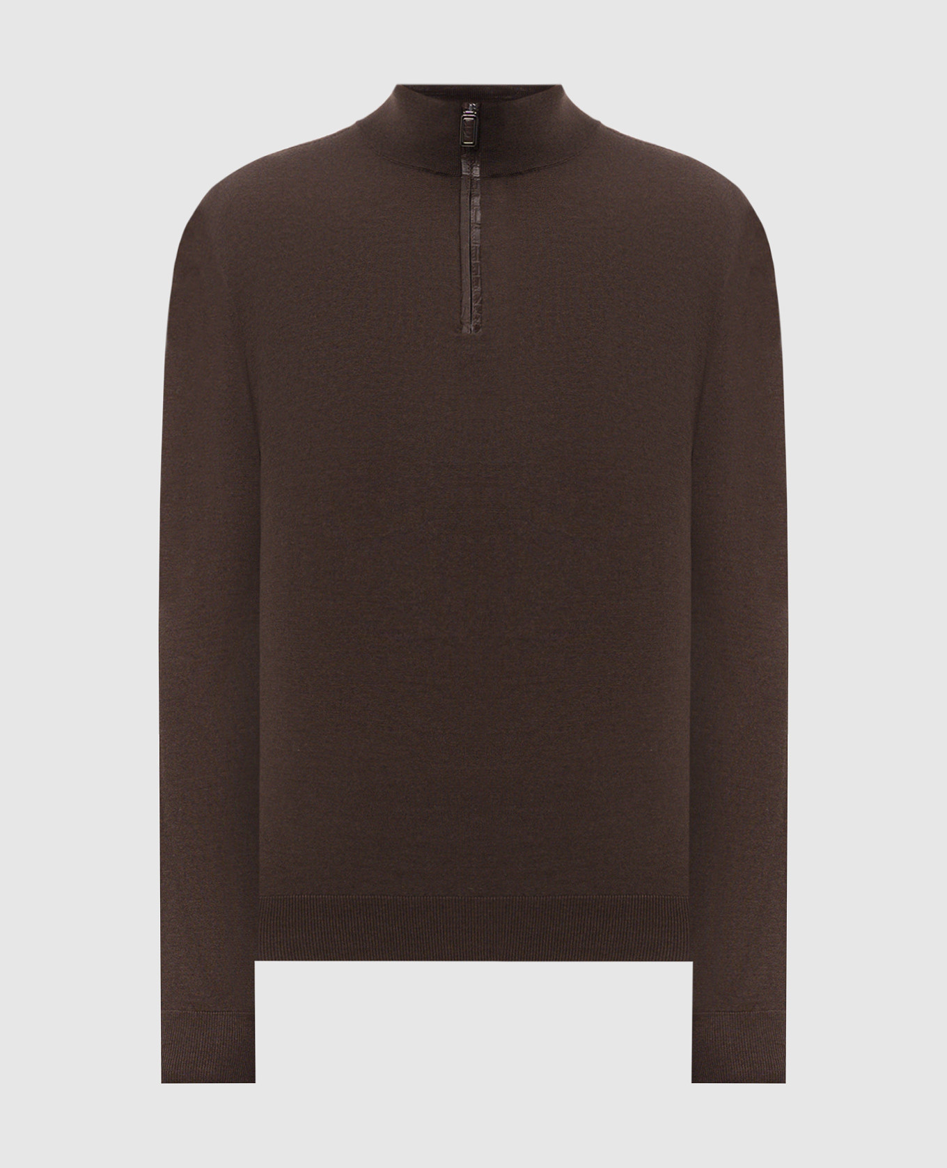 Brown jumper with crocodile leather inserts