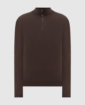 Stefano Ricci Brown jumper with crocodile leather inserts K606426L12F26314