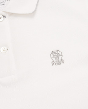 Brunello Cucinelli Children's white polo shirt with embroidered emblem BE854T315B