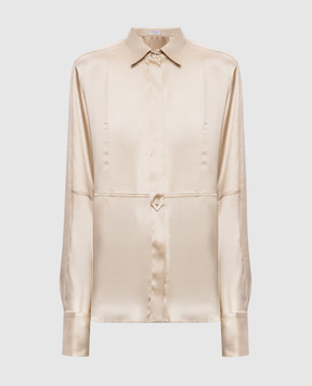 Brunello Cucinelli Beige silk blouse with monil chain M0C59NR516