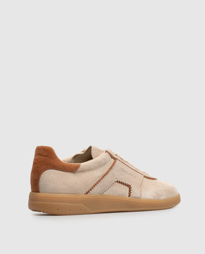 Santoni Beige suede sneakers with embossed logo WBPL61463FARTUBY