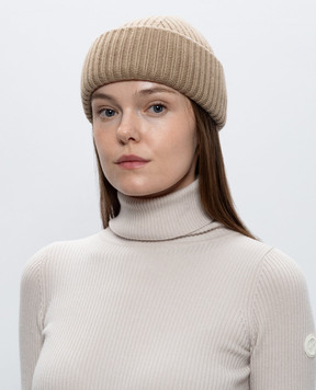 Yves Salomon Beige wool and cashmere beanie hat 23WAA502XXMACL