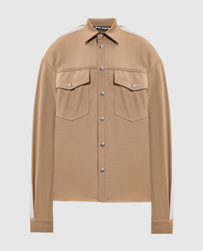 Palm Angels Beige shirt with logo embroidery PAMBN002FB001