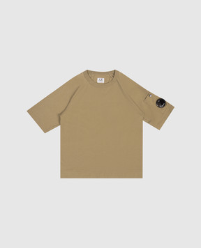 C.P. Company Children's khaki T-shirt with logo patch CMM00RLAA1748