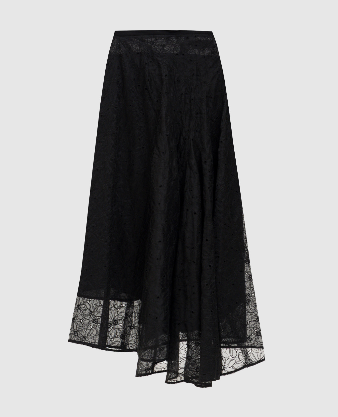 

Black asymmetrical skirt with floral embroidered silk Marc Le Bihan