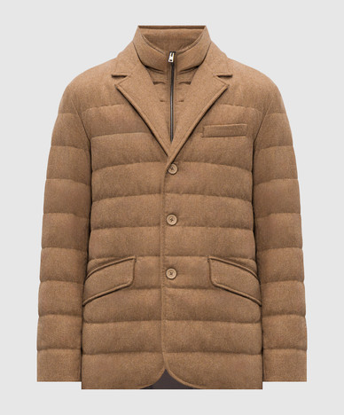 Brown down jacket with wool