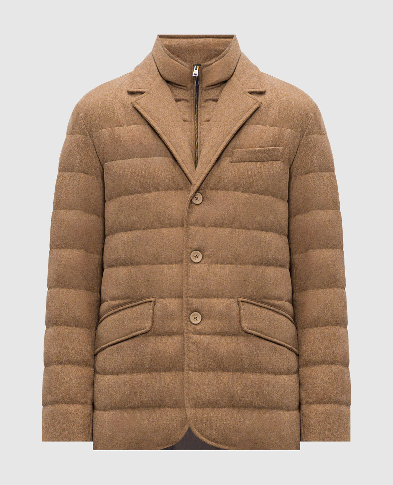 Brown down jacket with wool Herno
