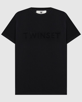 Twinset Black T-shirt with embroidered logo 261LM2NJJ