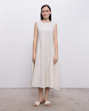 BOBOUTIC Ivory silk and linen midi dress 5022
