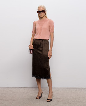 Twinset Brown skirt with a reaper effect 262TP2111