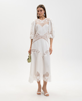 Twinset White linen dress with openwork inserts 261TT2240