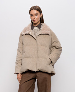 Simonetta Ravizza Rumy beige wool down jacket F06JA433T1H39